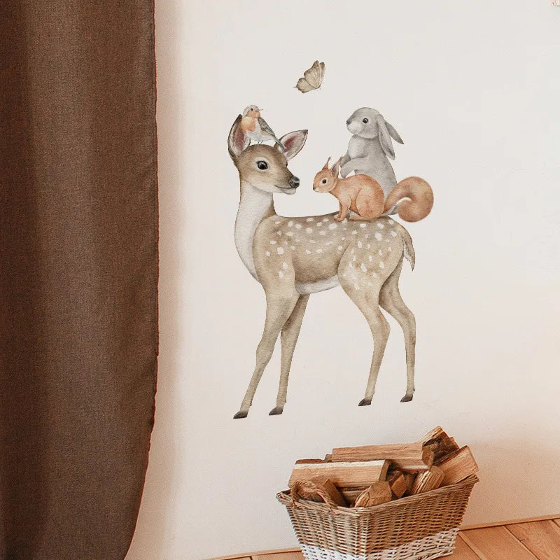 Animal Vinyl Tile Child Wall Sticker For Baby Kids Room Decoration Adhesive Wallpaper Bedroom Accessories Wall Decor Home Decor