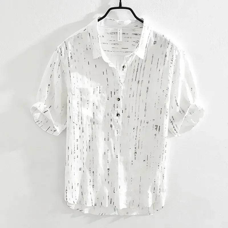 Summer Men Clothing 2025 New Fashion Casual Versatile Shirt Short-sleeved Top Loose Printed Thin - AIAZ