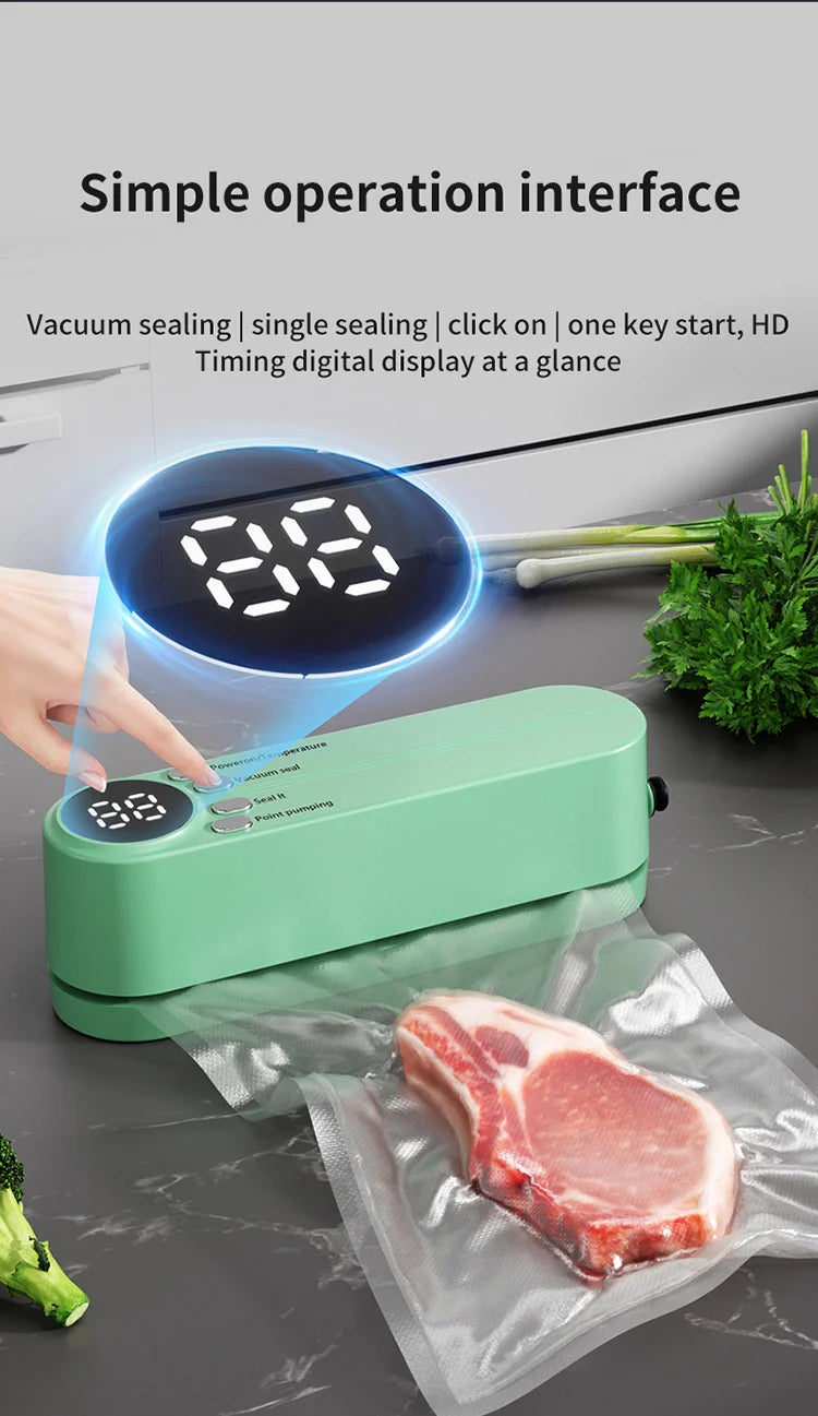2-in-1 Vacuum Sealer with USB-Rechargeable Portable,with 3 modes vacuum sealant, for fruits, meat, etc. to keep fresh