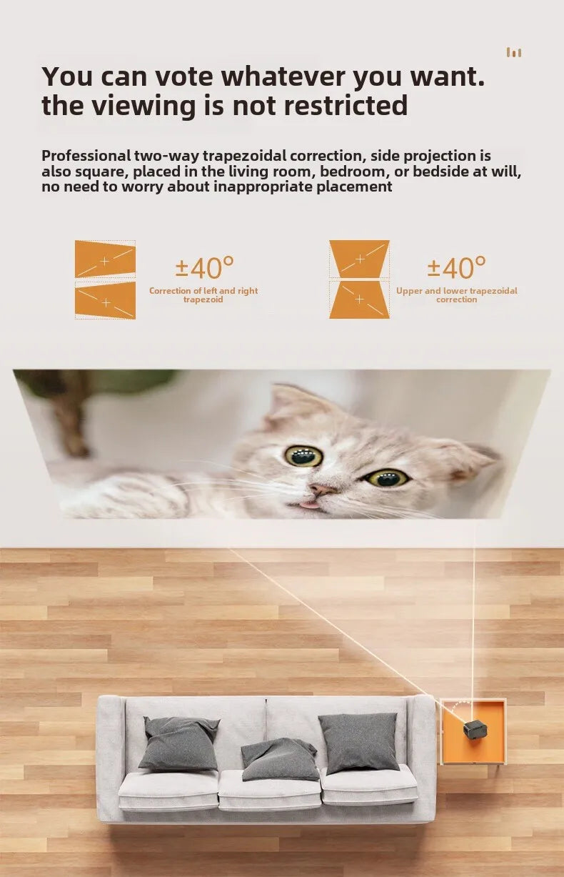 Portable Mini Projector for Home, High Definition, Smart Home Theater, Mobile Phone Screen, 4K Projector