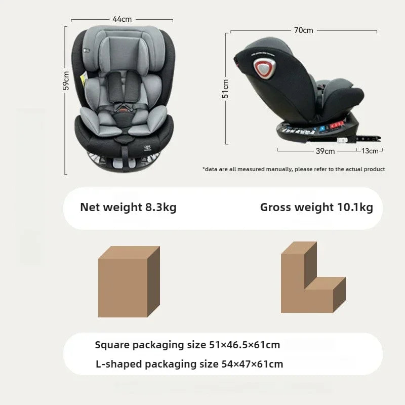 Car safety seat, 0-12-year-old growth type safety seat, ISOFIX hard interface+LATCH stability is good, preventing rollover