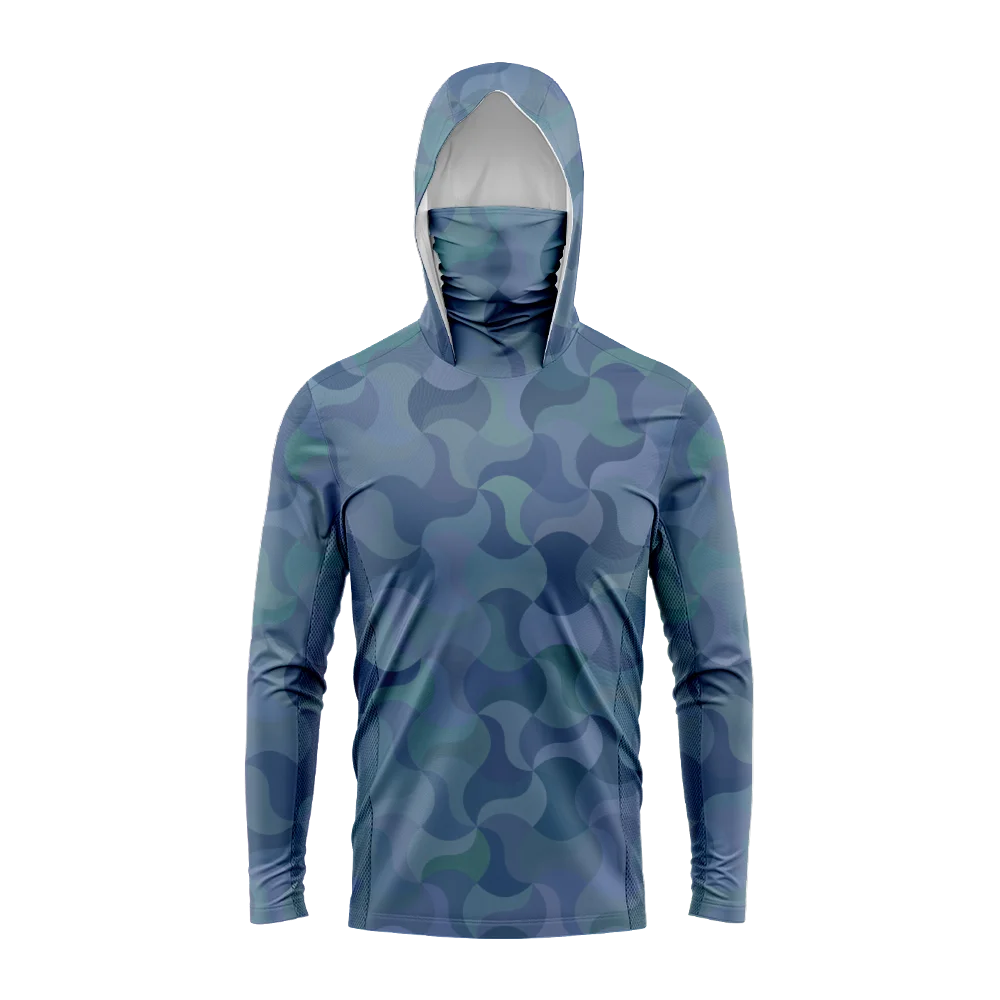 Men Hood Fishing Shirt long sleeve fishing t shirt uv protection Fishing Apparel