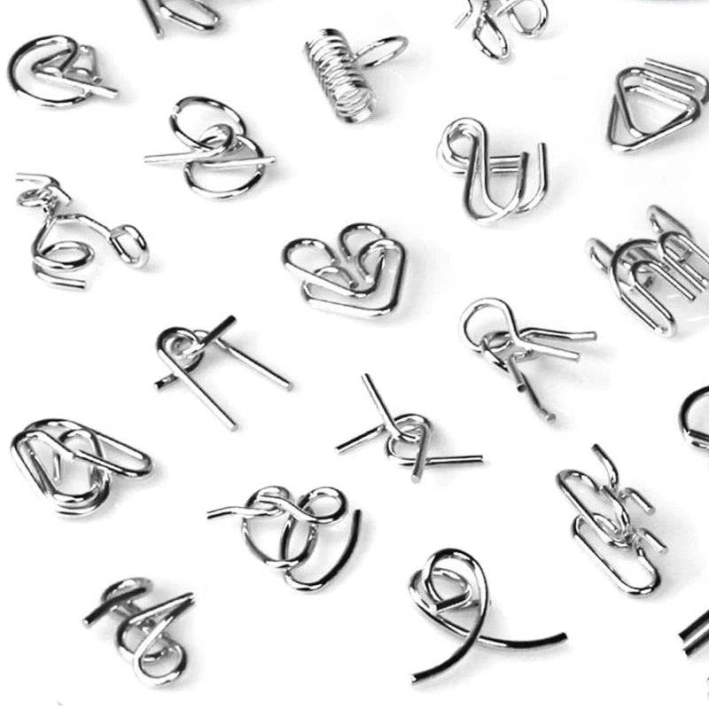 8PCS Set Metal Montessori Puzzle Wire IQ Games Rompecabezas 3D Casse Tete Brain Teaser Intellectual Toys For Kids Adults