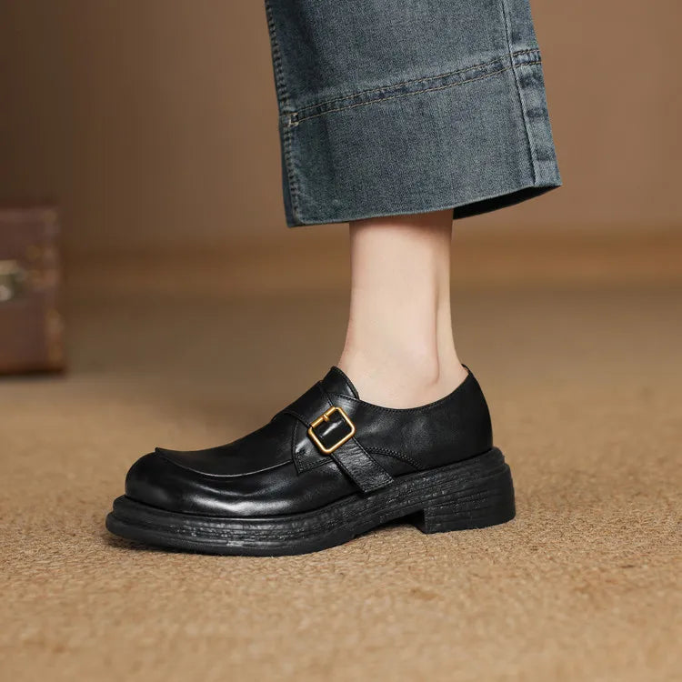 Dress Shoes Women Loafers Cow Leather Sheepskin Rubber Formal Business Suit Ladies 2025 Spring Autumn Handmade