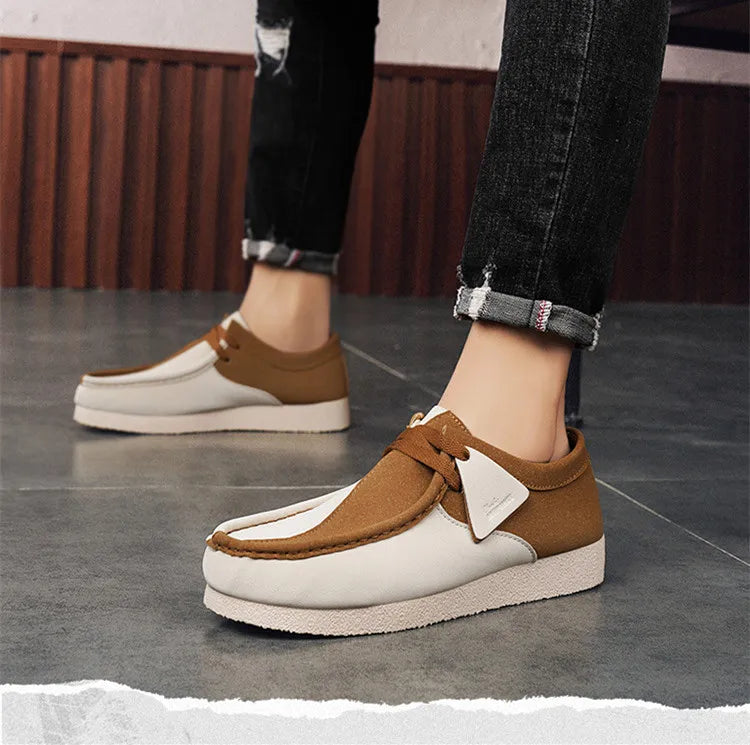 Fashion Khaki Casual Shoes For Men Suede Leather Loafers Men Platform Slip-on Men's Driving Shoes Lightweight Leisure Men Shoes