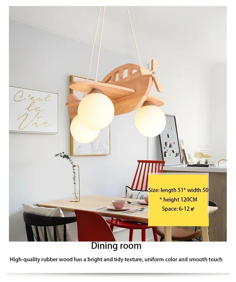 Wooden Handmade Aircraft Hanging Pendant Lights For Bedroom Children Room Decor Suspension Lamps Excluding Light Bulbs
