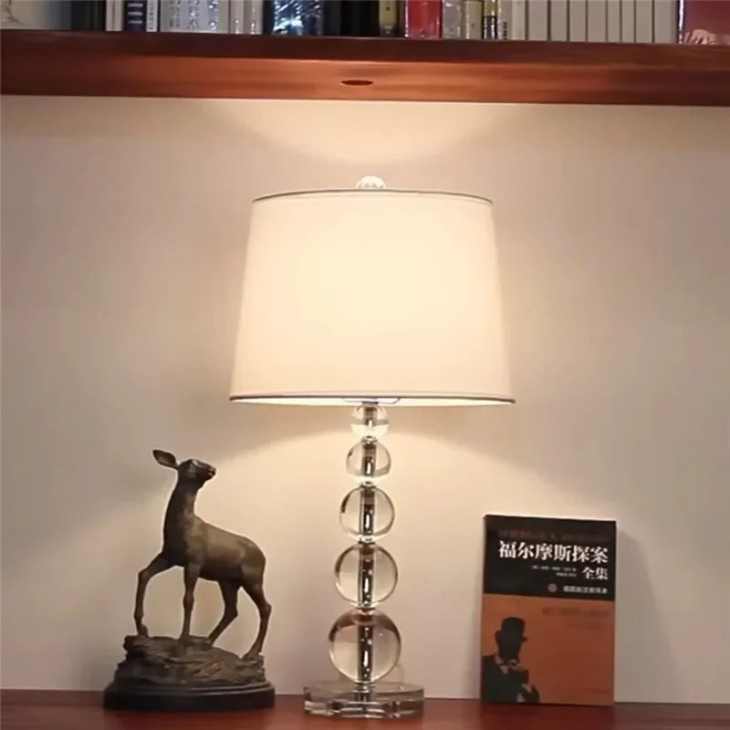 2025 Creative Fabric Table Lamp Crystal Glass Ball Lamp Living Room Creative Bubble Light Bedroom Beside Art Reading Lamp