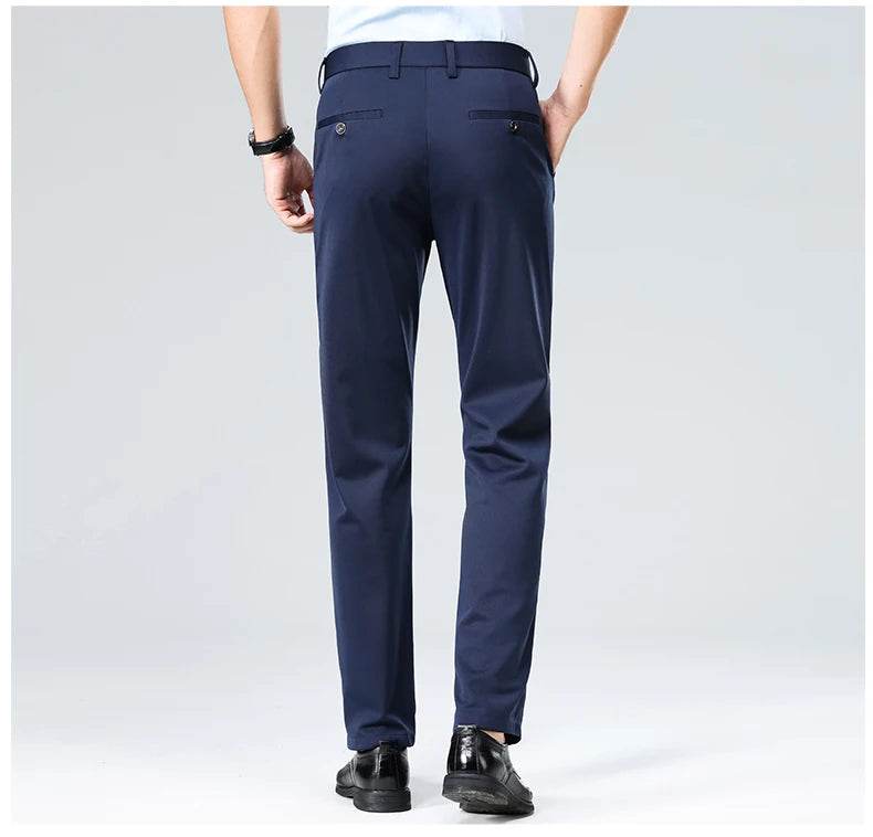 Men Suit Pants Light Thin Elastic Slim Fit Dress Pants Business Solid Casual Straight Leg Trouser Men Clothing Oversize 29-42 - AIAZ