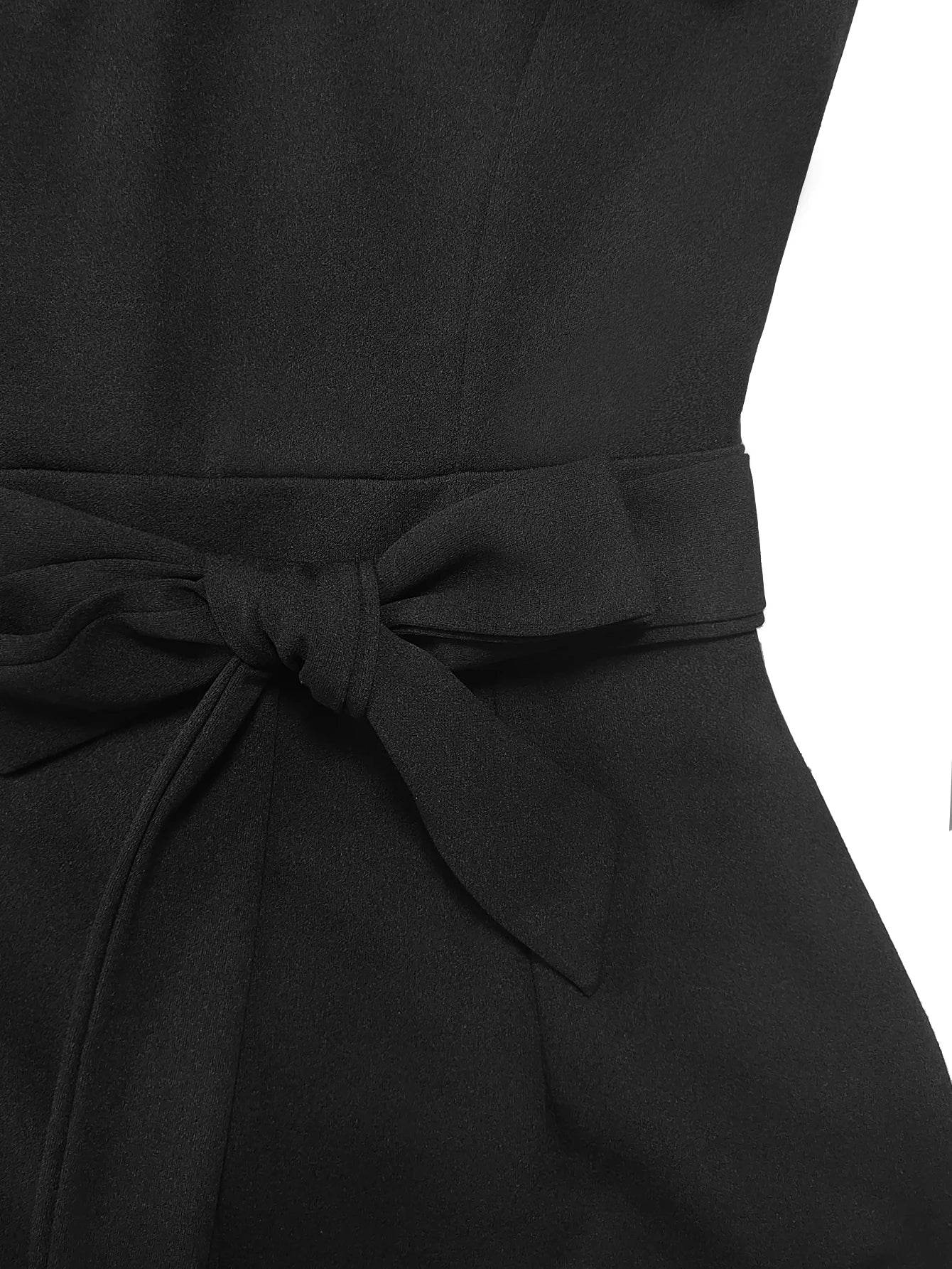 Women's Solid Color V Neck Jumpsuit, ElegantFashion Casual Jumpsuit for Daily Outdoor WearWomen Jumpsuits for Spring - AIAZ