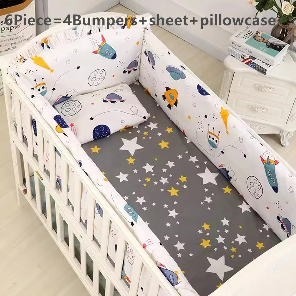 6/9Pcs Cartoon Baby Crib Set Unpick Baby Bumpers protetor de berço Crib Sheet Crib Sets 120*60/120*70cm