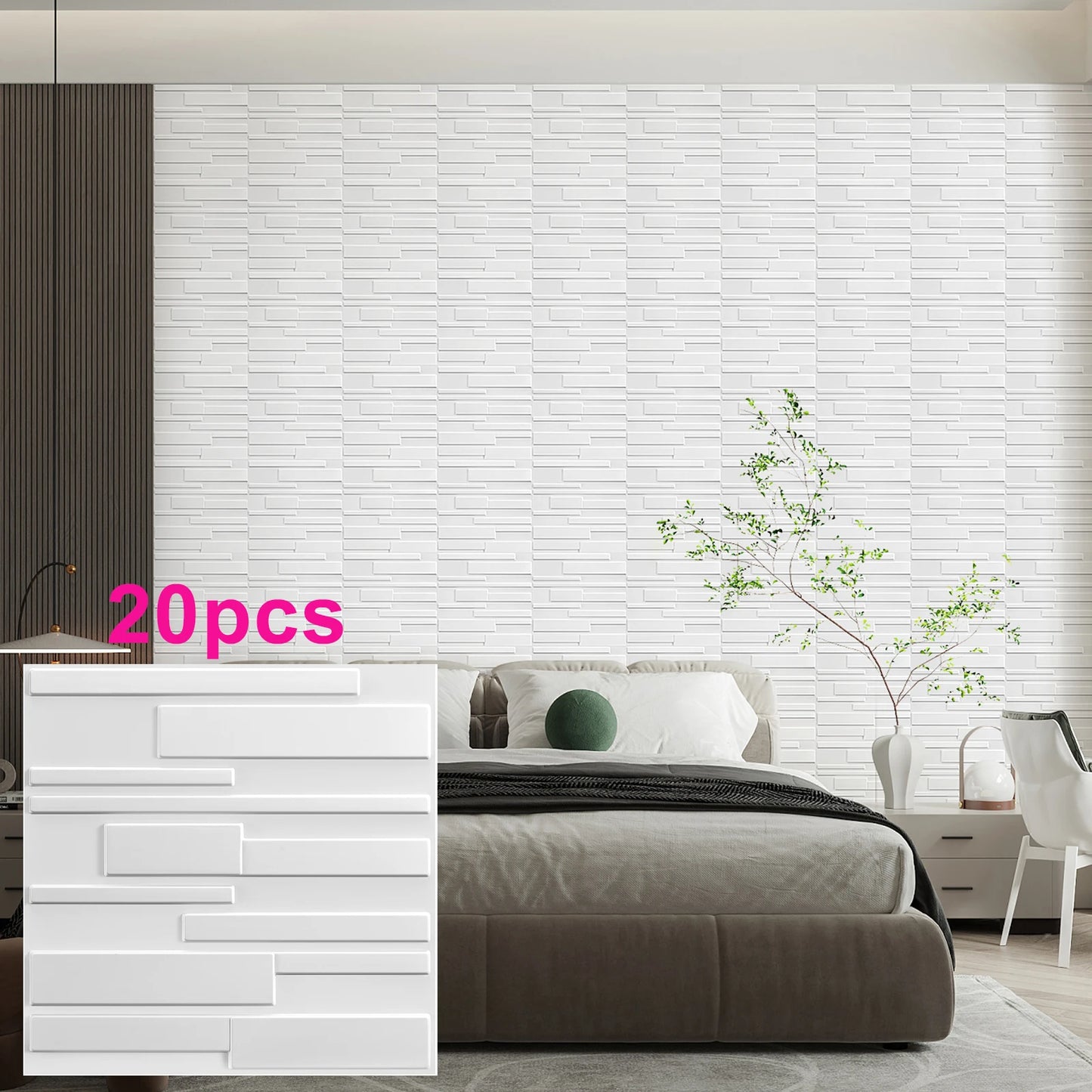 KUUJOJO 3D textured wall panel for indoor wall decoration, suitable for living room, hall, bedroom, hotel, office, send tape