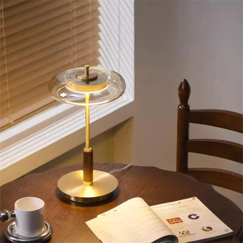 Retro Glass Floor Lamp Luxury Gold Lustre Glass Floor light for Living Room Bedroom bedside Mushroom Metal Art Design Table lamp