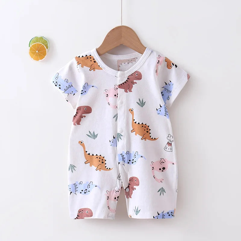 2025 New Baby Onesies Climbing Clothes Pure Cotton Summer Newborn Boys Girls Rompers Short-Sleeved Thin Harness Infant Clothes