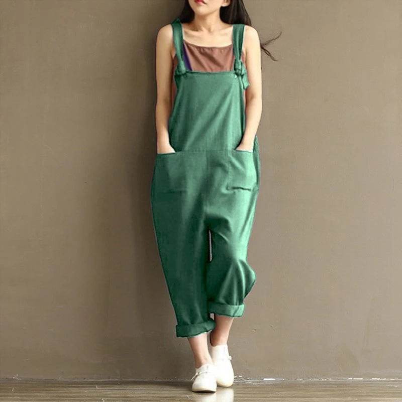 Women Strap Loose Jumpsuit Summer Casual Dungarees Pants Sleeveless Oversized Romper Baggy Overalls Jumpsuit - AIAZ