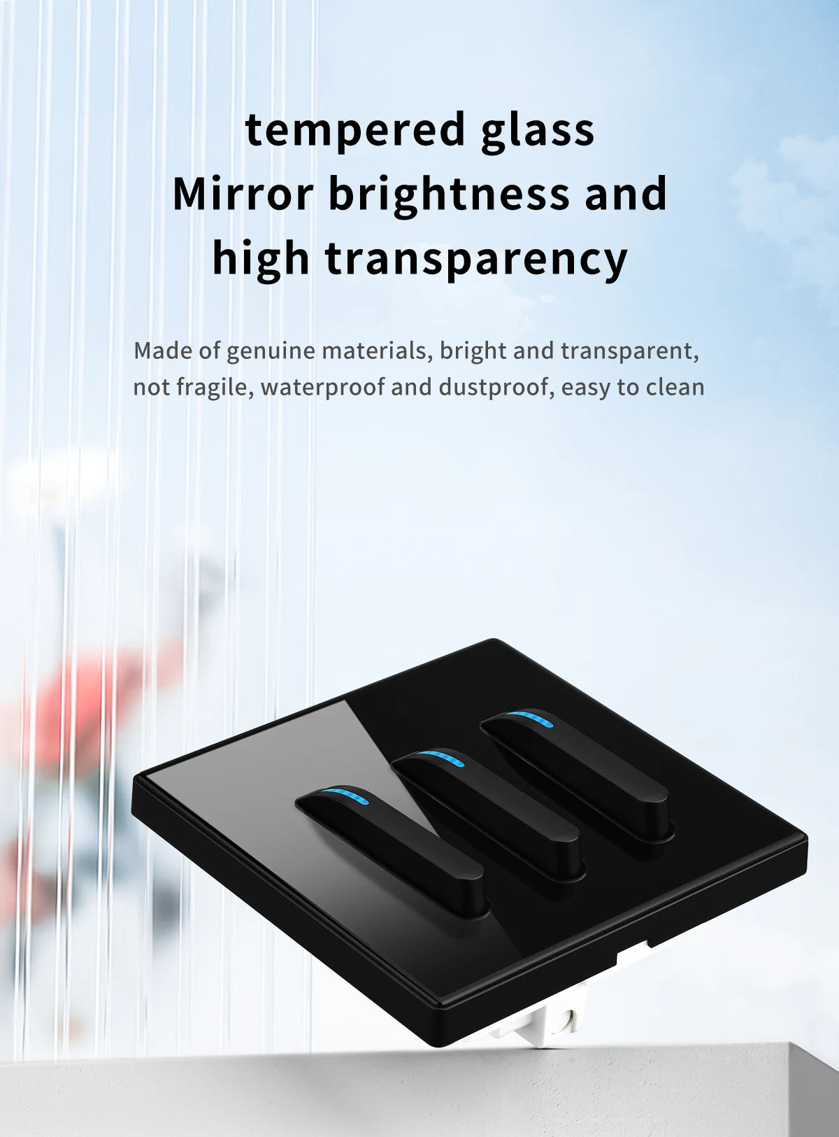 Glass Panel Wall Switch LED European 16a Socket Retro Toggle Light Switch EU UK Standard 2way Socket 1-4gang USB Home Decoration