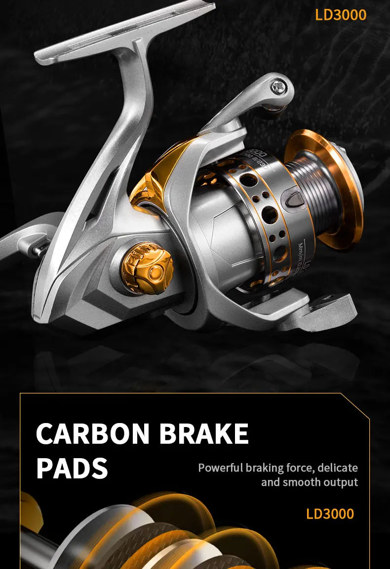 Rooblinos LD Spinning Fishing Reels For Saltwater Freshwater Metal Spool Left/Right Interchangeable Trout Carp Fishing Tackle