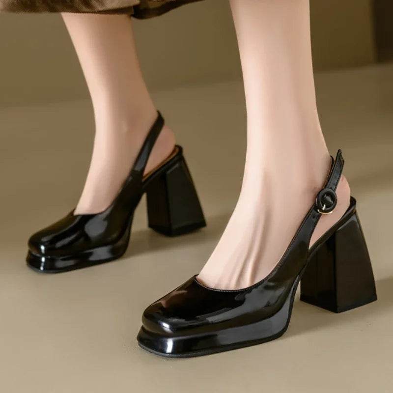 Slingbacks Summer Women Sandals Fashion Black White Pumps Shoes For Girls Elegant High Heels Wedding Shoes Ladies Large Size - AIAZ