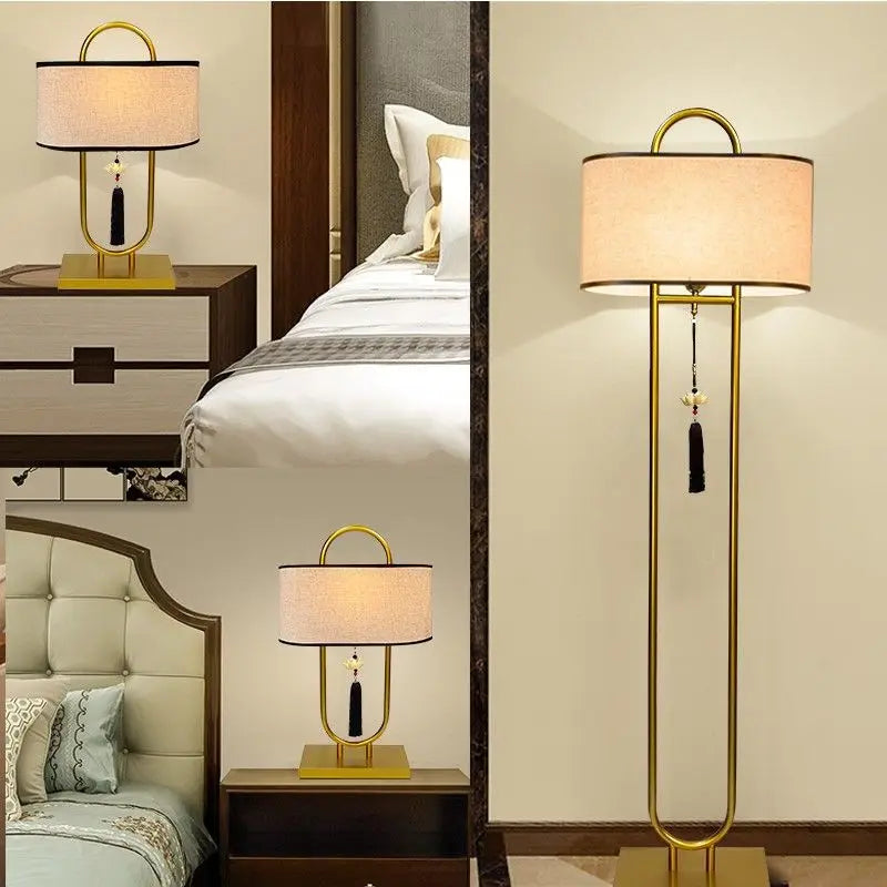 New Chinese Style Table/Nightstand Lamp | Retro Chinese Floor Lighting | Creative Study Room Decorative Floor Lamp