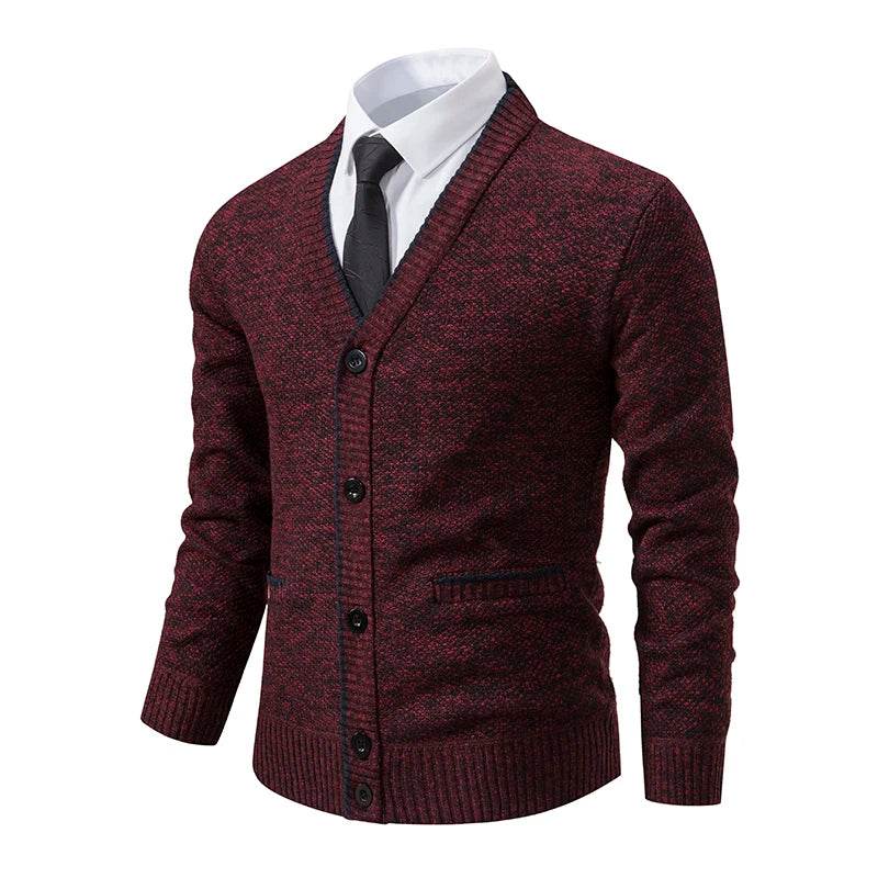 Men's knitted cardigan casual V-neck autumn and winter new sweater coat - AIAZ