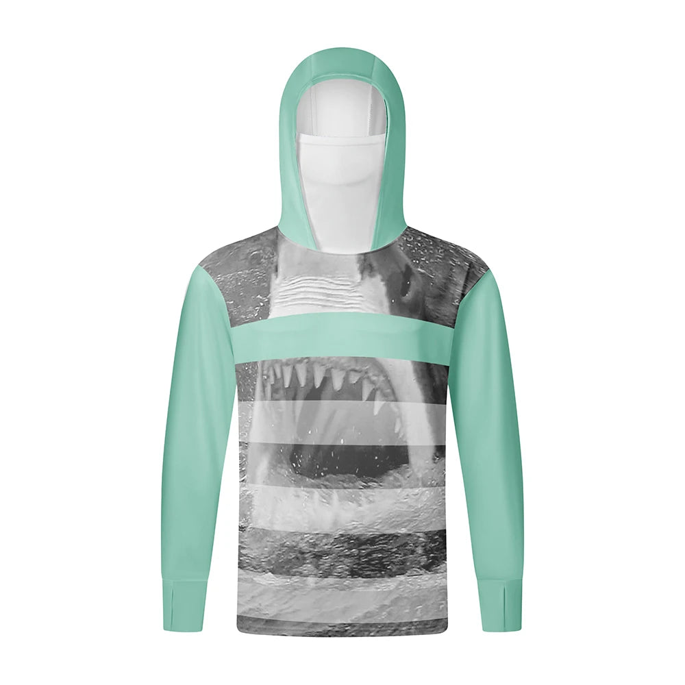 Fishing Shirts Long Sleeve Hoodie UPF 50+ T-shirt Tops Sun Protection Jersey Men's Face Mask Fishing Clothes