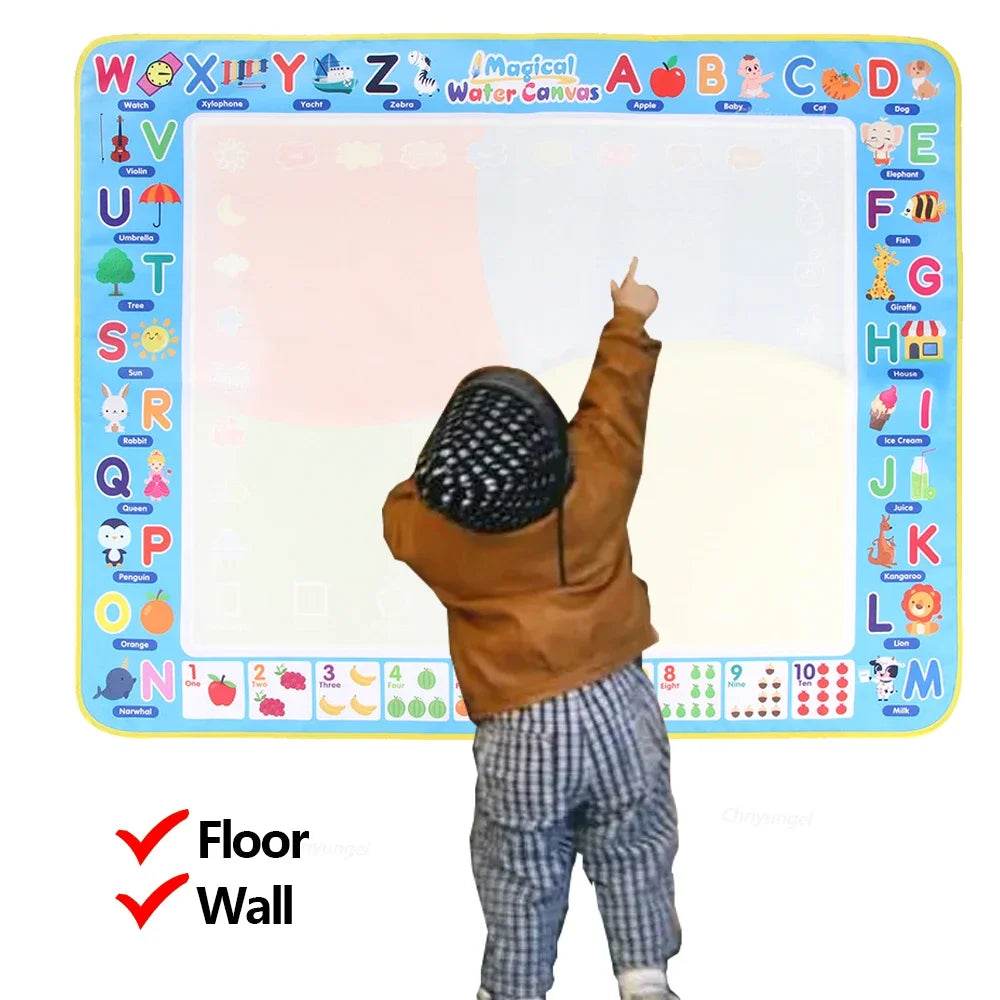 100x80CM Magic Water Drawing Mat with Reusable Magic Pens Doodle Montessori Painting Board Educational Toys Kids Gifts 39X31in - AIAZ