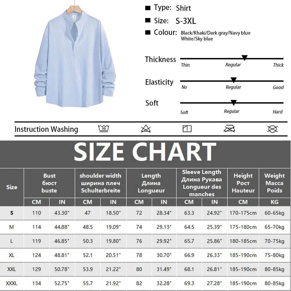 Men's Linen Shirt Summer 2025 Casual Short Sleeve Breathable Stand Collar Loose Fit Trendy Solid Color Youth Top with Pocket - AIAZ