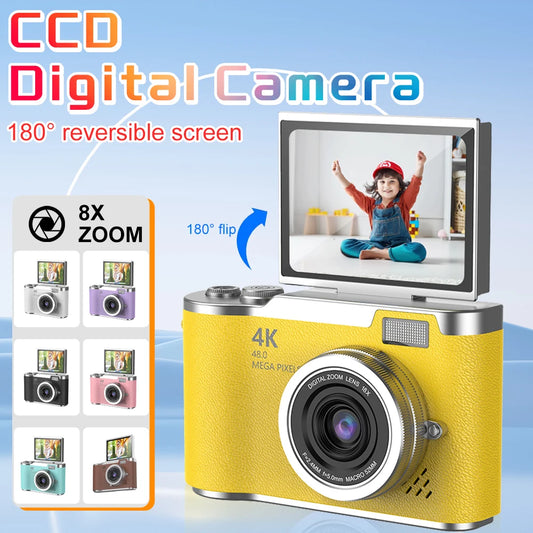 Kids Digital Camera 8X Digital Zoom Vintage Video Recorder 180° Flip Screen Compact Digital Photography Camera for Children Toys
