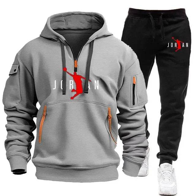 2025 Autumn and winter new trend men's blazer + Tracksuit pants Fashion casual jogging print sportswear outdoor sportswear - AIAZ