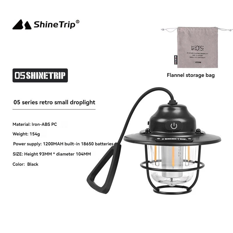 Shine Trip Outdoor Retro Smalldroplight, Campsite Lamp, Atmosphere Lamp, USB Charging Tent Light, LED Camping Hangling Lamp