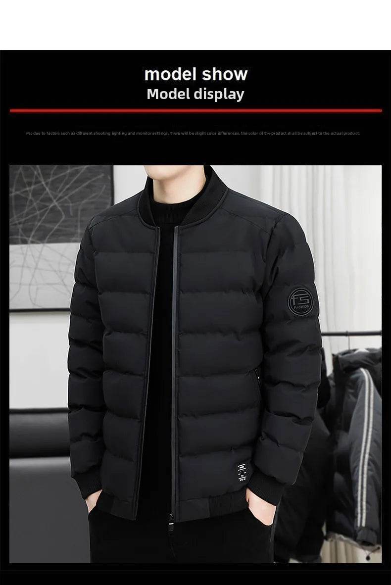 New Men's Outdoor Fashion Trend Windproof Warm Cotton Clothes Comfortable Versatile Breathable Sports Leisure Collar Jacket - AIAZ