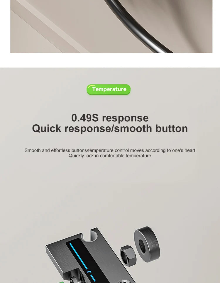 Bathroom Shower Full Set Gray Digital Display Shower System Set  Piano Button With Ambient Light Faucets Shower Head