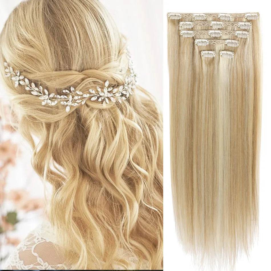 BHF Clip in Hair Extensions Human Hair Straight Remy Hair Natural Black Light Brown Honey Ombre Hair Extensions With Clips 70g - AIAZ