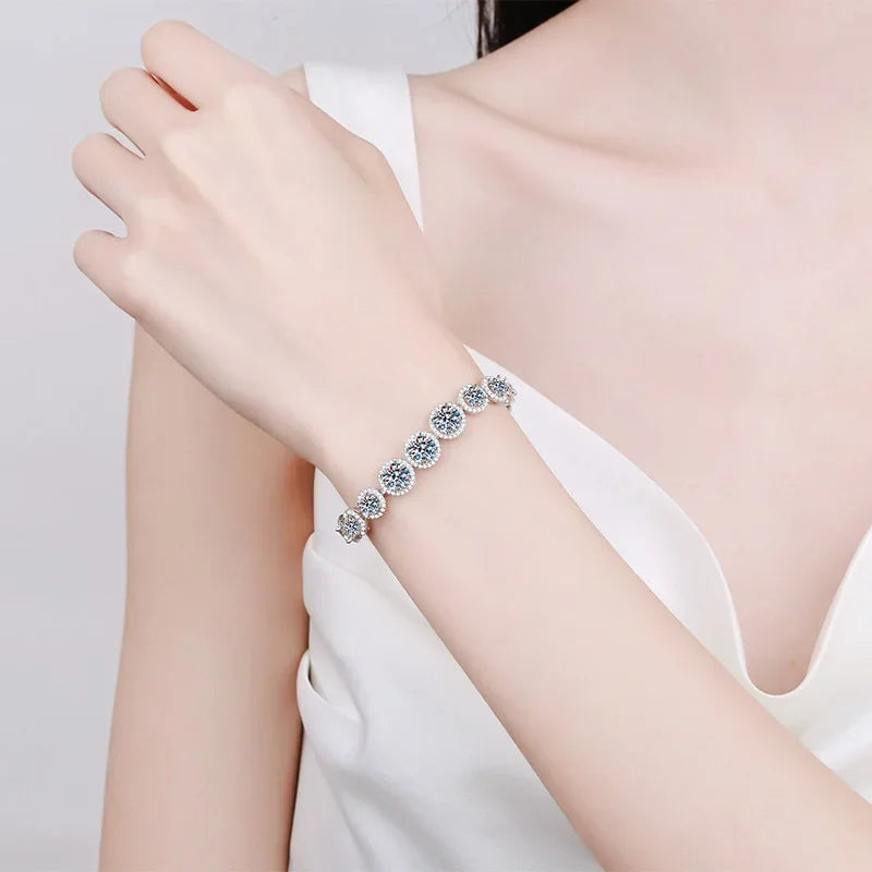 NeeTim D Color Moissanite Tennis Bracelet 925 Sterling Silver with White Gold Plated Shiny Bracelets Chian for Women Wholesale