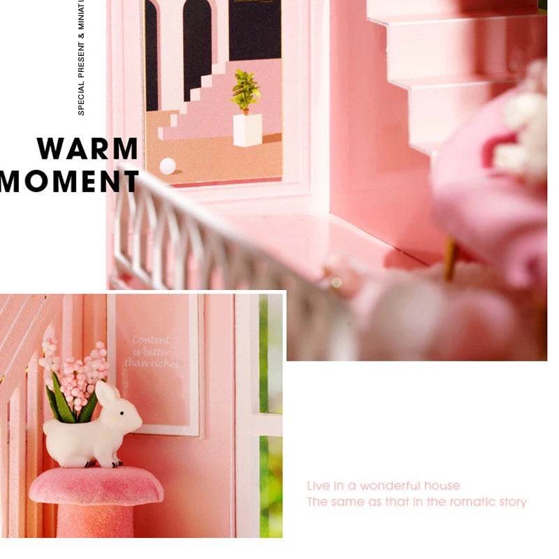 Doll House Kit 3D Wooden Mini DollHouse Assembly Building with Furniture Kit Toys Children's Birthday Gift 3D Puzzle Handmade - AIAZ