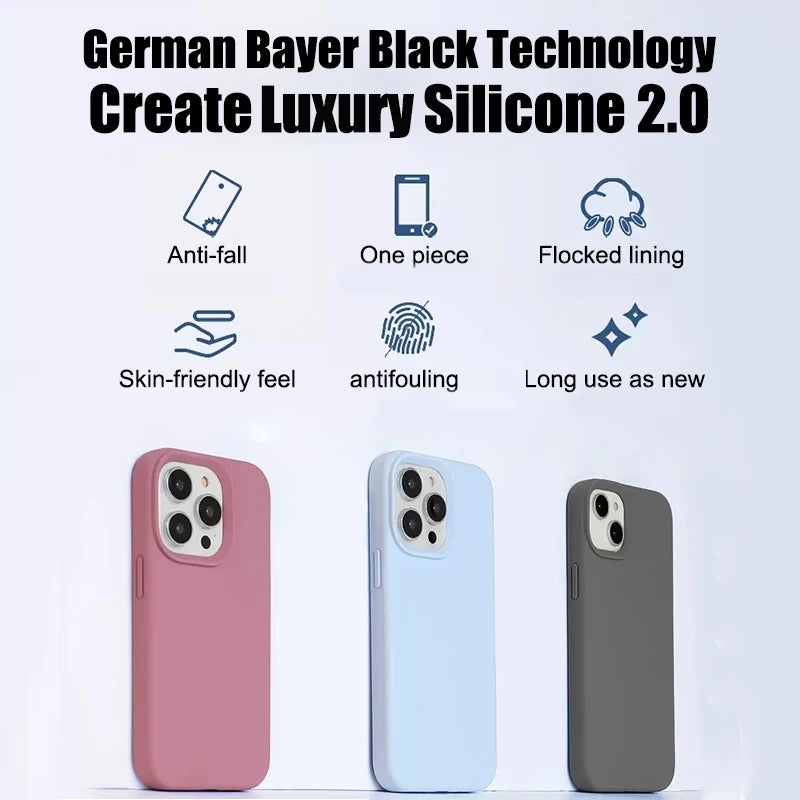 Luxury Liquid Silicone Phone Case for APPLE iPhone 11 13 12 14 15 16 Pro Max Cases for iPhone 15 Plus Shockproof Protector Cover
