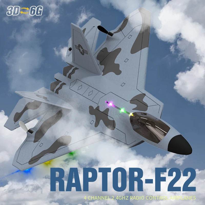 2024 New F22S 2.4G 4CH 3D6G RC Airplane Raptor F22 Warplane WLtoys A180 Upgrade Version LED Light With Gyroscope Out Door Toys - AIAZ