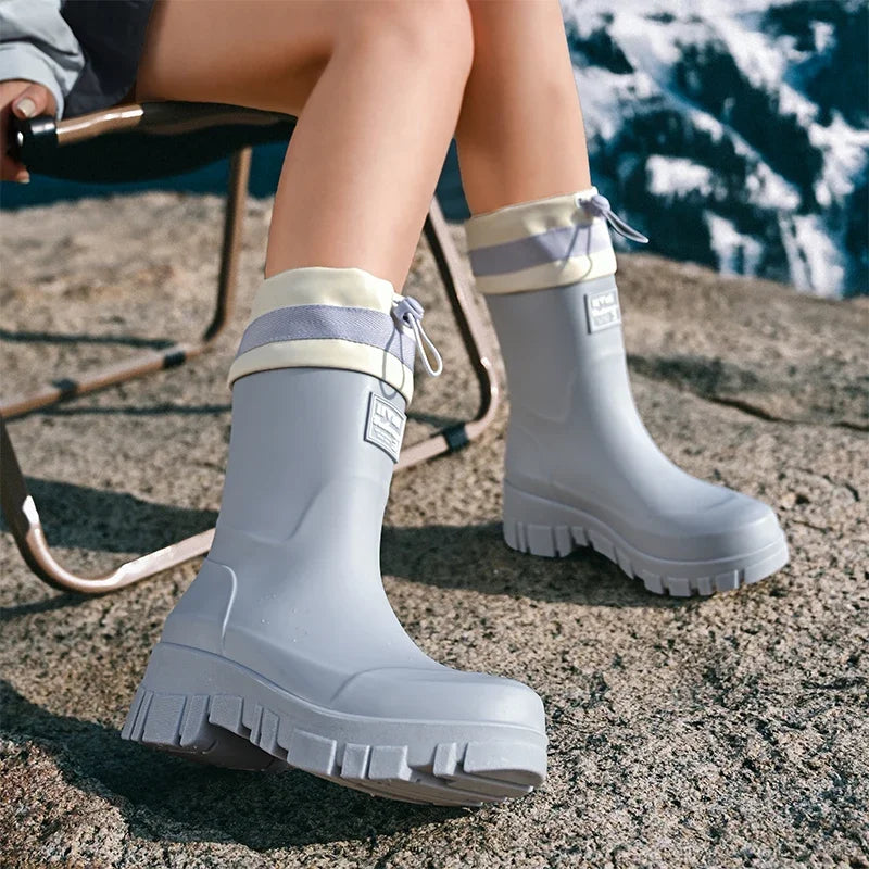 Family-sized Waterproof & Non-slip Rain Boots for Outdoor Activities, Matching Designs for Adults & Kids
