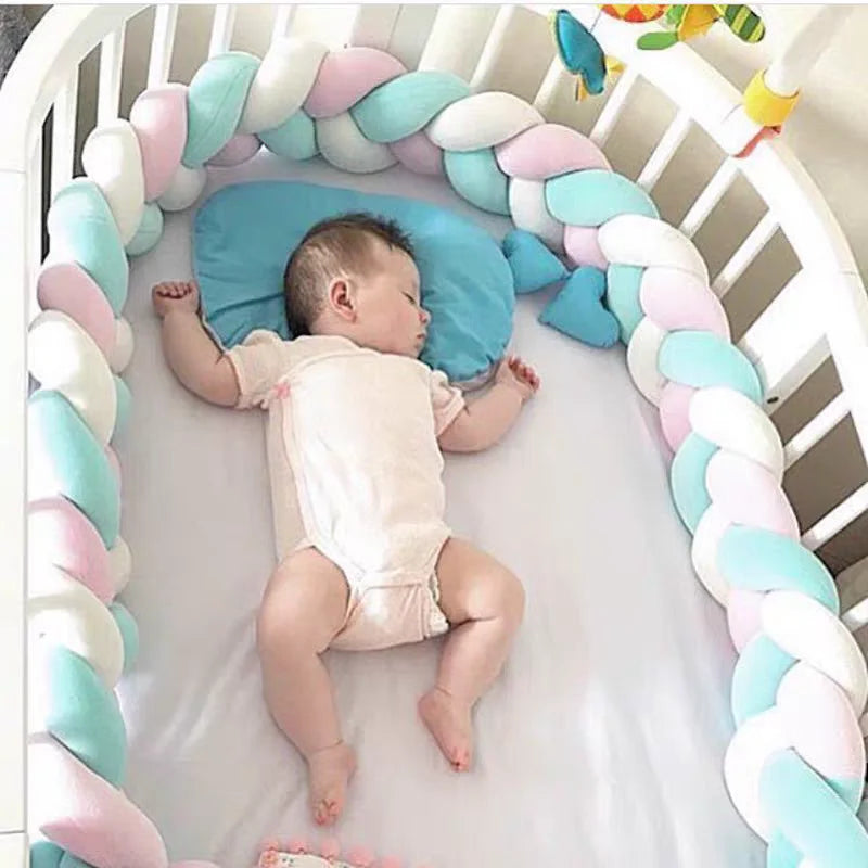 Infant Bebe 1-4M Crib Protector Cot Bumper Bed Braid Knot Pillow Cushion 3 Shares Baby Room Deco Bedding Accessory