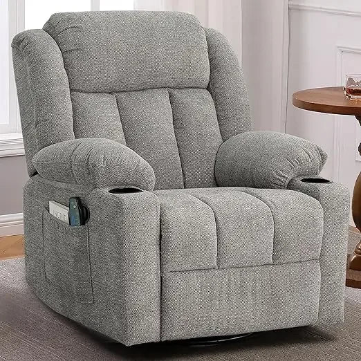 For Rocker Recliner Chair For Adults, Overstuffed Large Manual Recliner Swivel Glider With Massage And Heat,Living Room Chairs