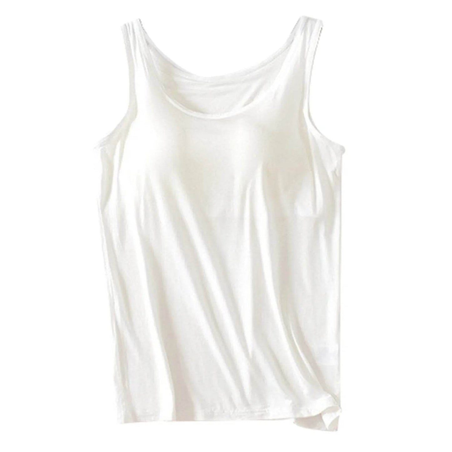 Womens Tank Tops 2025 Summer Casual Crew Neck Sleeveless Camisole With Built In Bras Plus Size Casual Bandeau Tops For Women - AIAZ