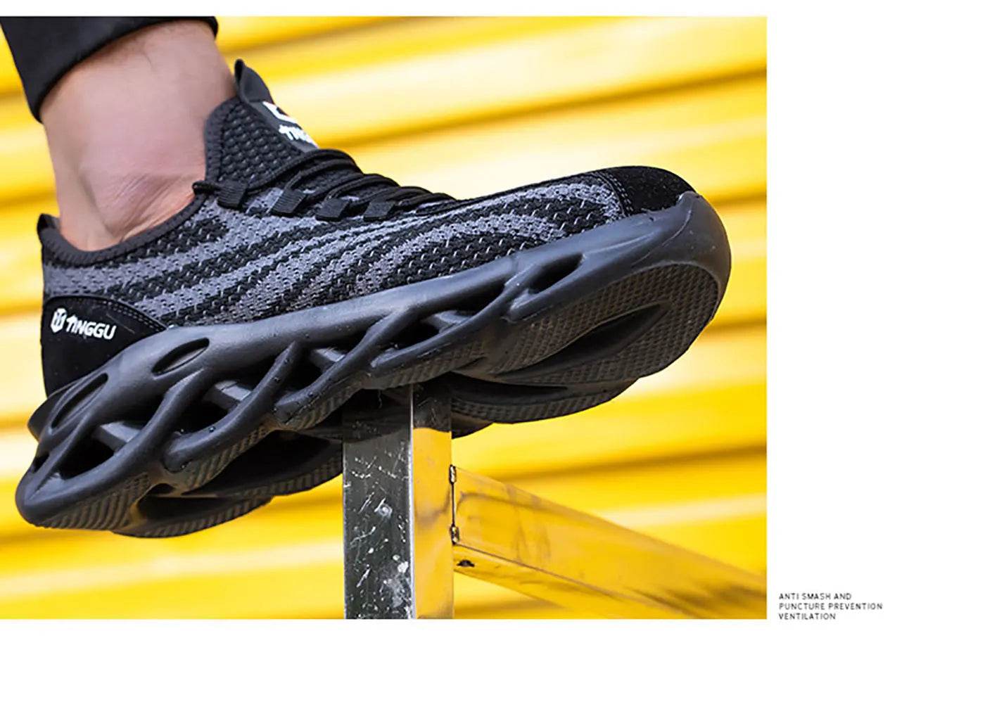Men's safety shoes are anti impact, anti puncture, soft, comfortable, breathable, anti slip, and wear-resistant work shoes - AIAZ