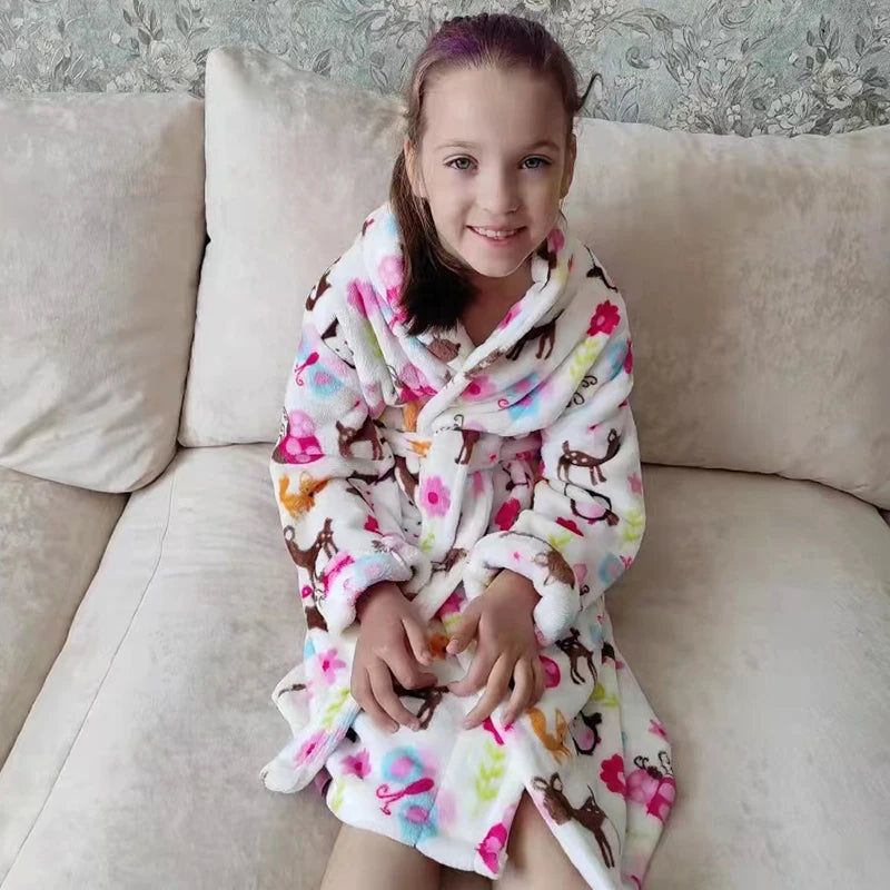Soft Children Flannel Pajamas Autumn and Winter Pajamas for Girl Warm Kids Bathrobe Boy Sleepwear Family Matching Homewear 4-16Y