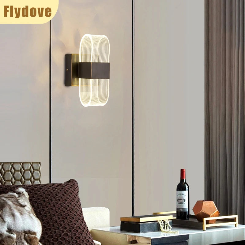Luxury Creative Super Bright Living Room Bedroom Bedside Hotel Wall Lamp Transparent Line Guided LED Home Lighting Decoration