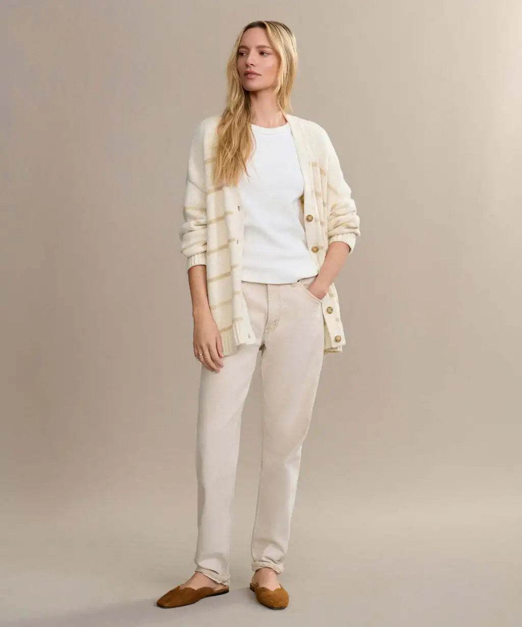 Casual Stripe Knitted Cardigan For Women 2025 Autumn Winter Single Breasted V-Neck Sweater Female Loose Coat - AIAZ