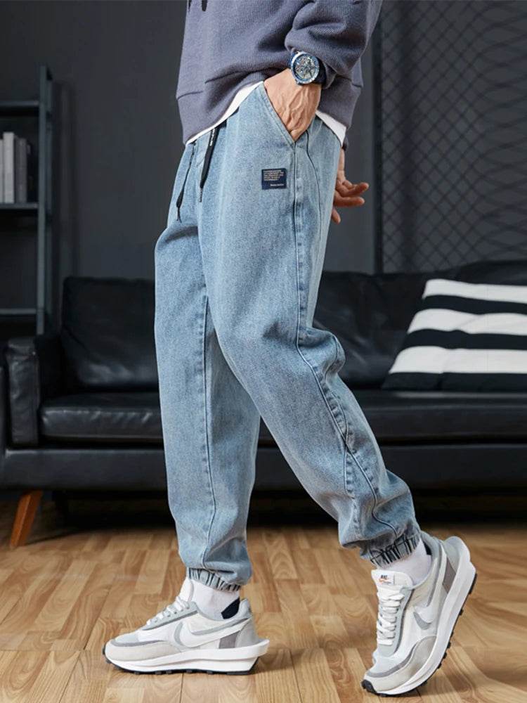 Big Size Men's Jogger Jeans 6XL 7XL 8XL Streetwear Black Blue Casual Denim Cargo Pants Stretch Cotton Taper Jeans Baggy Trousers - AIAZ