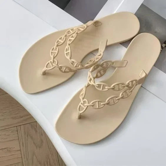 2025 Summer Women Slippers Bow Flip Flops Rivet Flats Sandals Outdoor Transparent Crystal Beach Shoes Female Open Toe Shoes