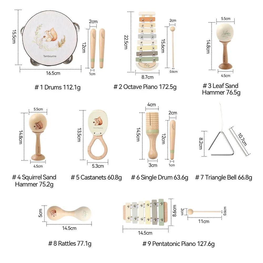 Musical Montessori Toys Baby Toys Rattle Bell Drum Xylophone Percussion for 0 3 Year Kids Early Educational Instruments Toys - AIAZ