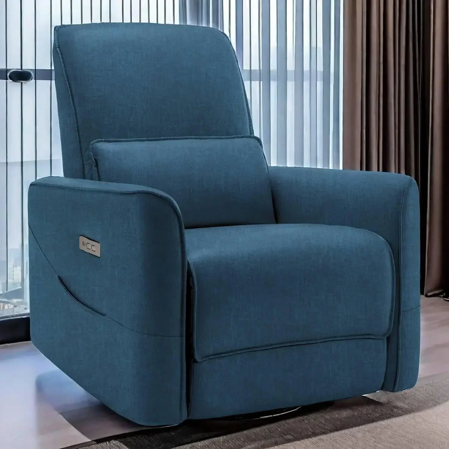 Nordic Minimalist Electric Swivel Recliner Chair, Power Rocker, Glider Nursery,Rocking of Faux Leather