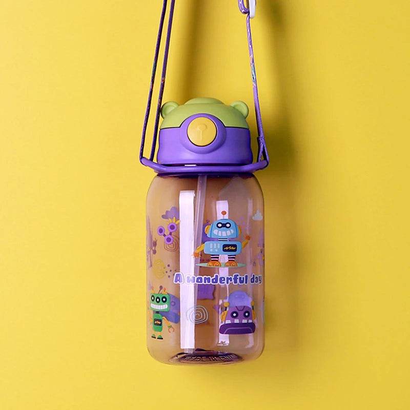 600ml Kids Water Sippy Cup Kids Water Bottle with Straw and Handle Portable Drinking Bottle Cup Children Outdoor Cups - AIAZ