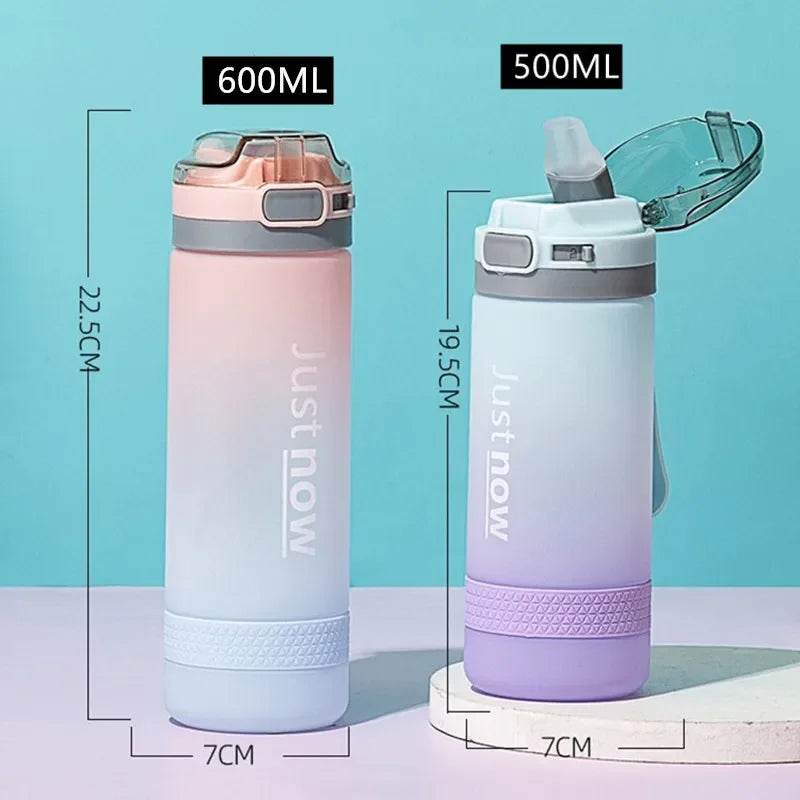 600ml Water Bottles Fashion Water Bottle with Straw BPA Free Portable Outdoor Sport Cute Drinking Plastic Bottles Eco-Friendly - AIAZ